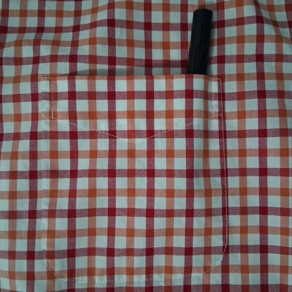 L.L. Bean Men's XL Cotton Red/Orange Check Wrinkle And Stain Resisitant Shirt LS - Picture 6 of 10